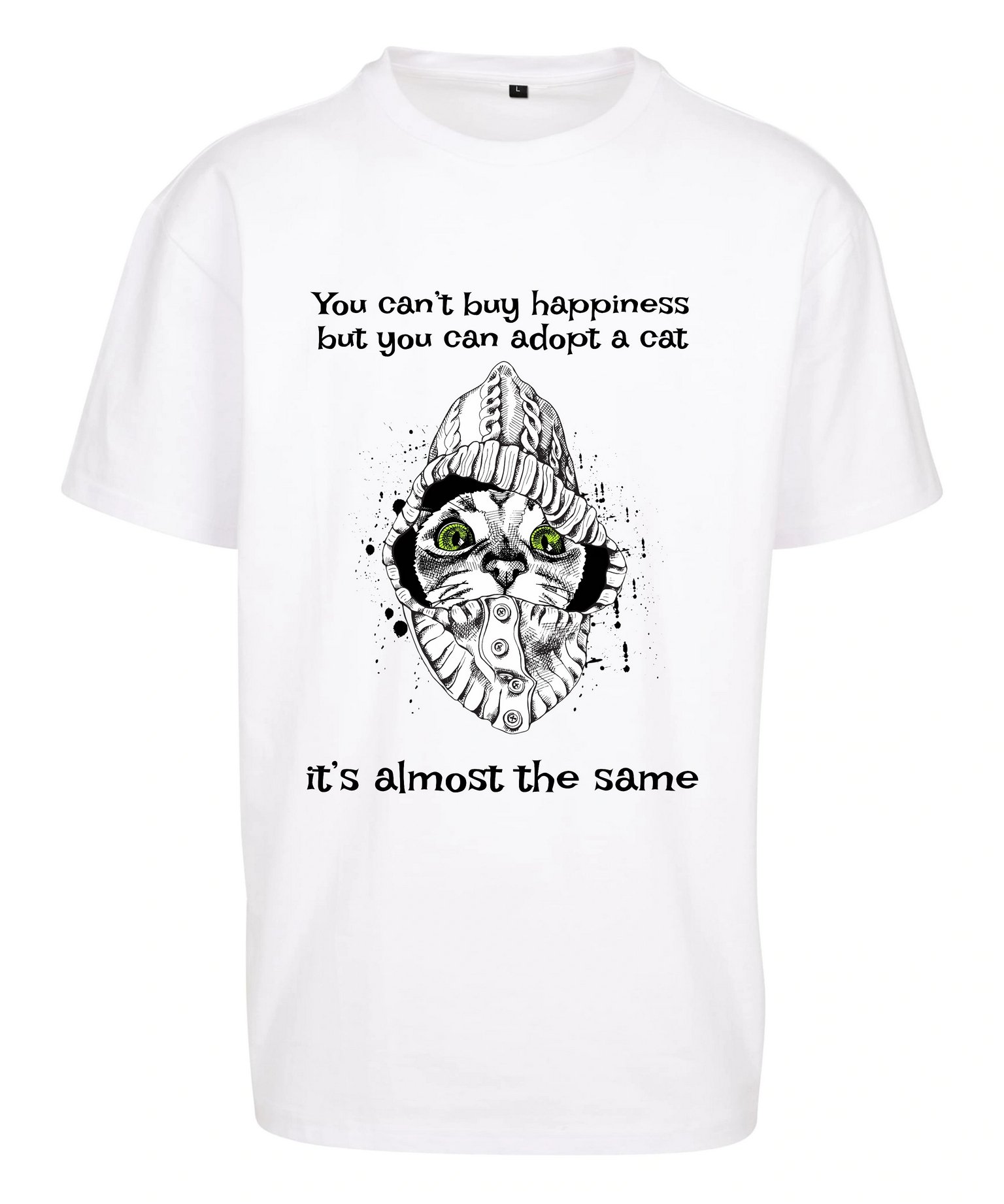 Oversize koszulka z kotem You can’t buy happiness, but you can adopt a cat