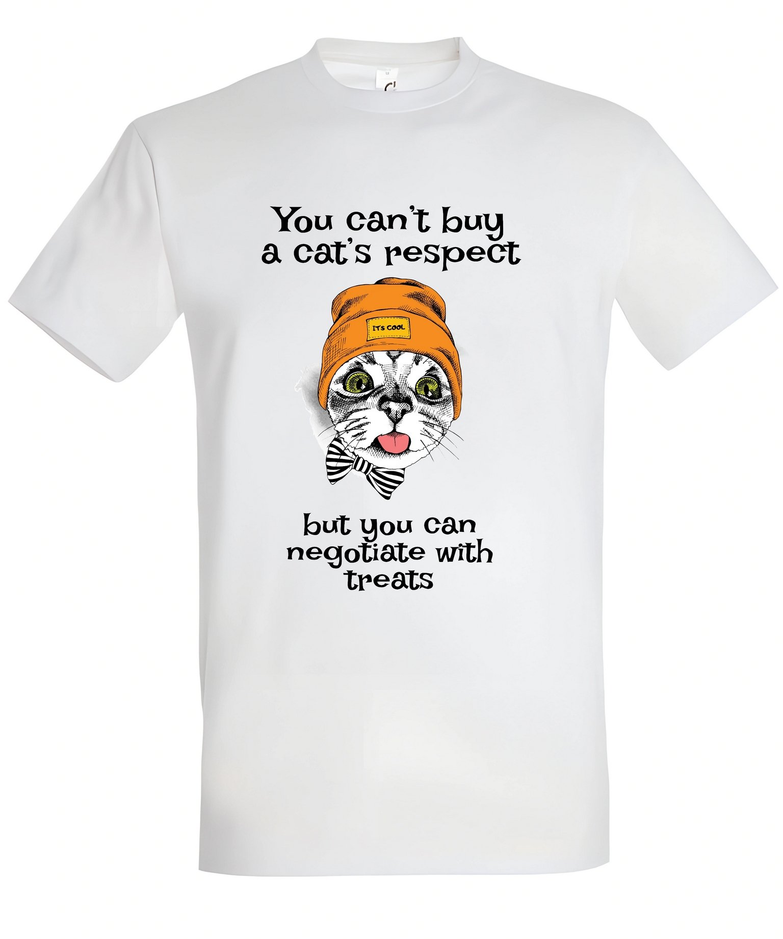 Klasyczna koszulka z kotem You can’t buy a cat’s respect, but you can negotiate with treats