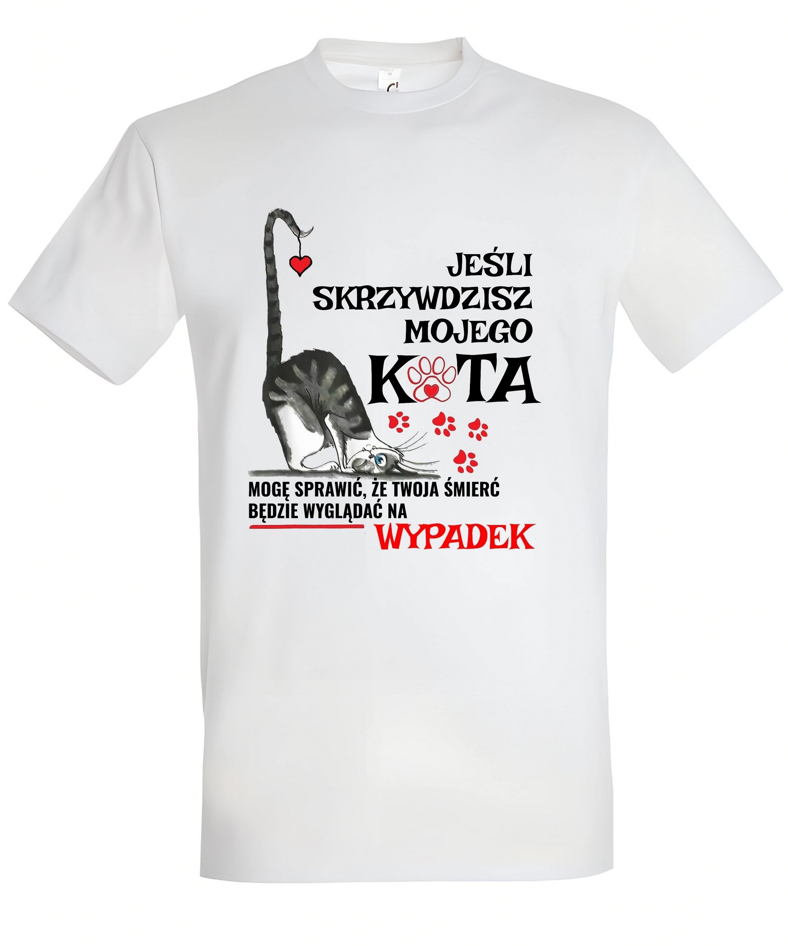 Klasyczna koszulka z kotem Jeśli skrzywdzisz mojego kota