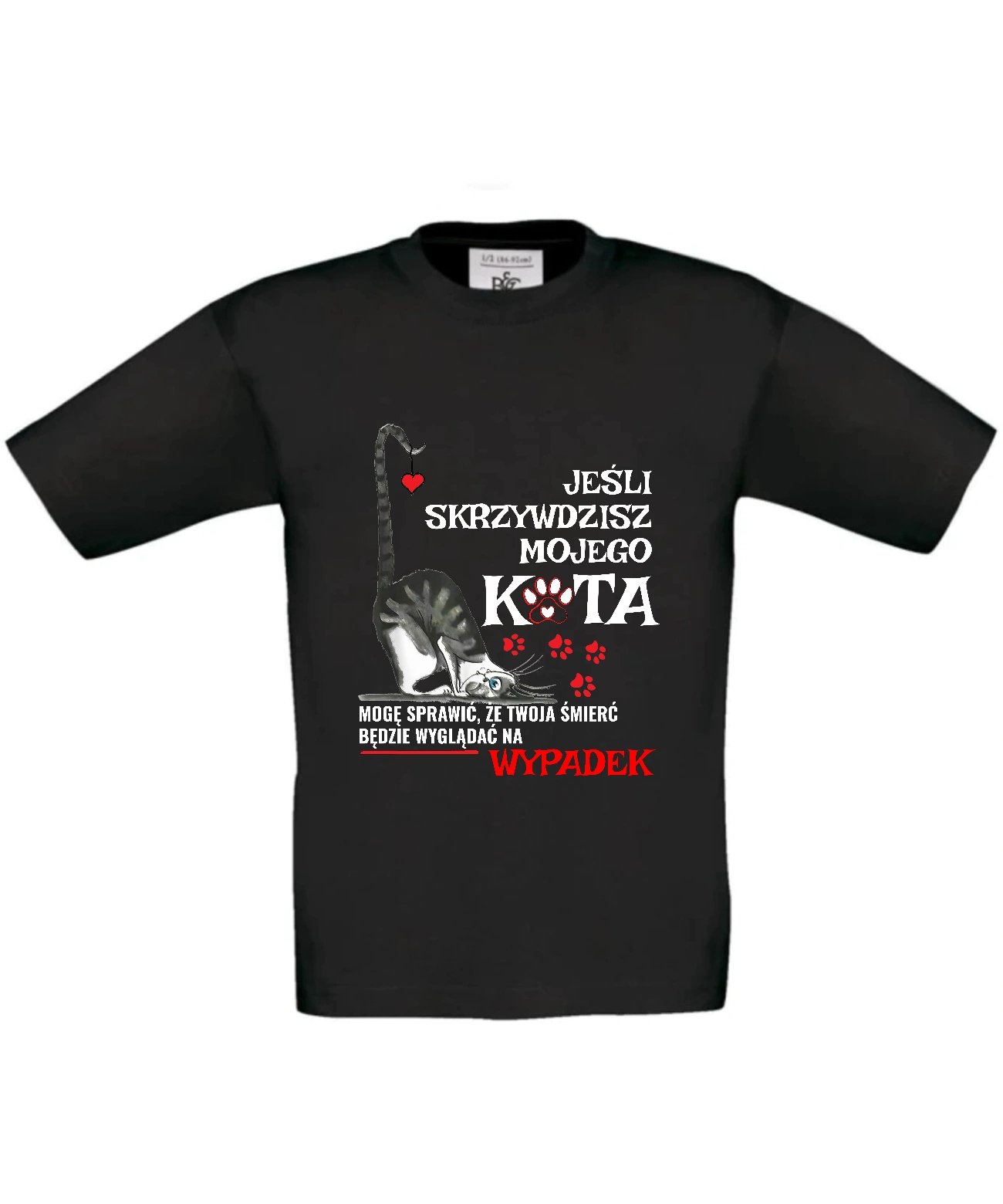 Dziecięca koszulka z kotem Jeśli skrzywdzisz mojego kota