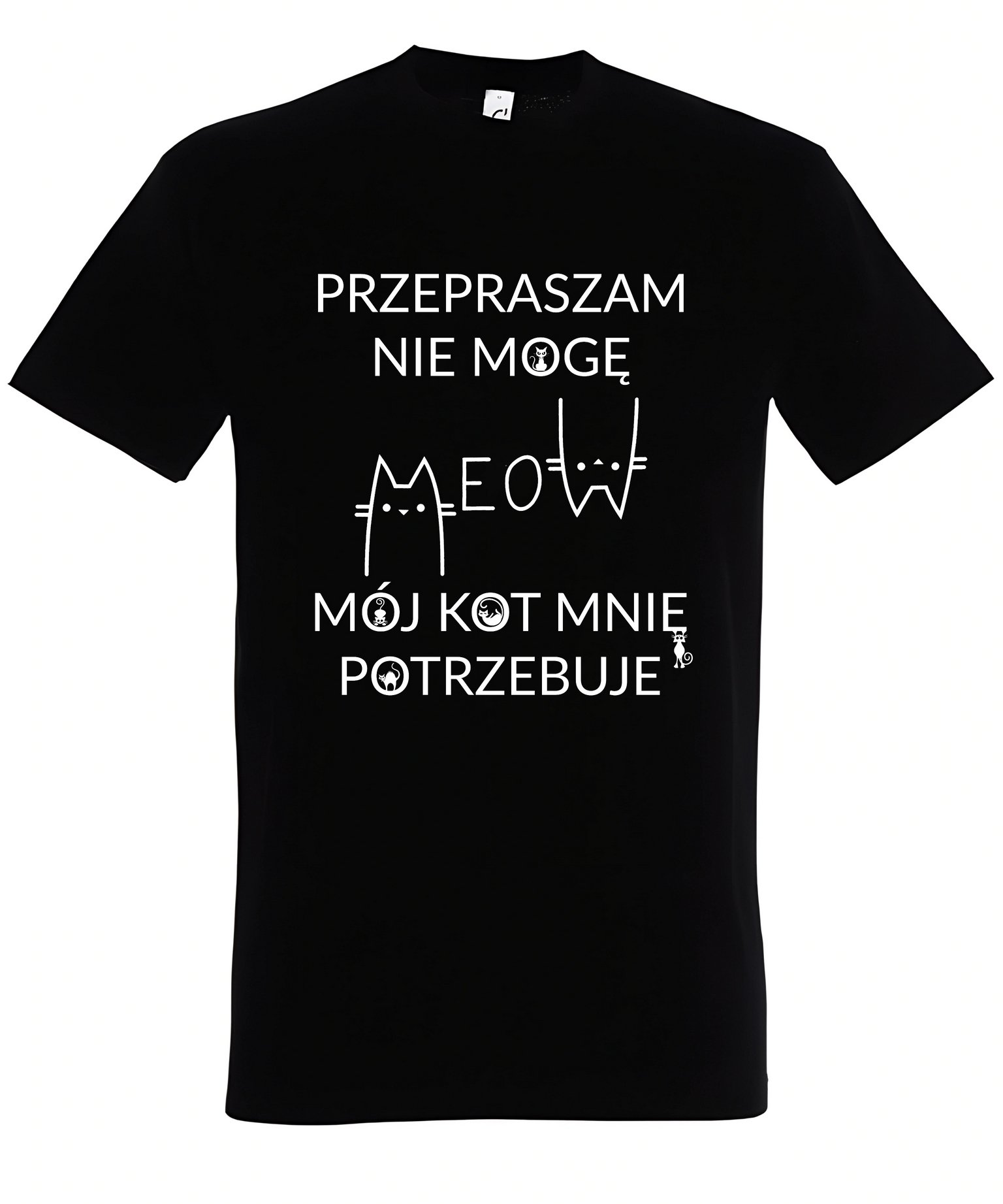 Klasyczna koszulka z kotem Przepraszam, nie mogę. Mój kot mnie potrzebuje