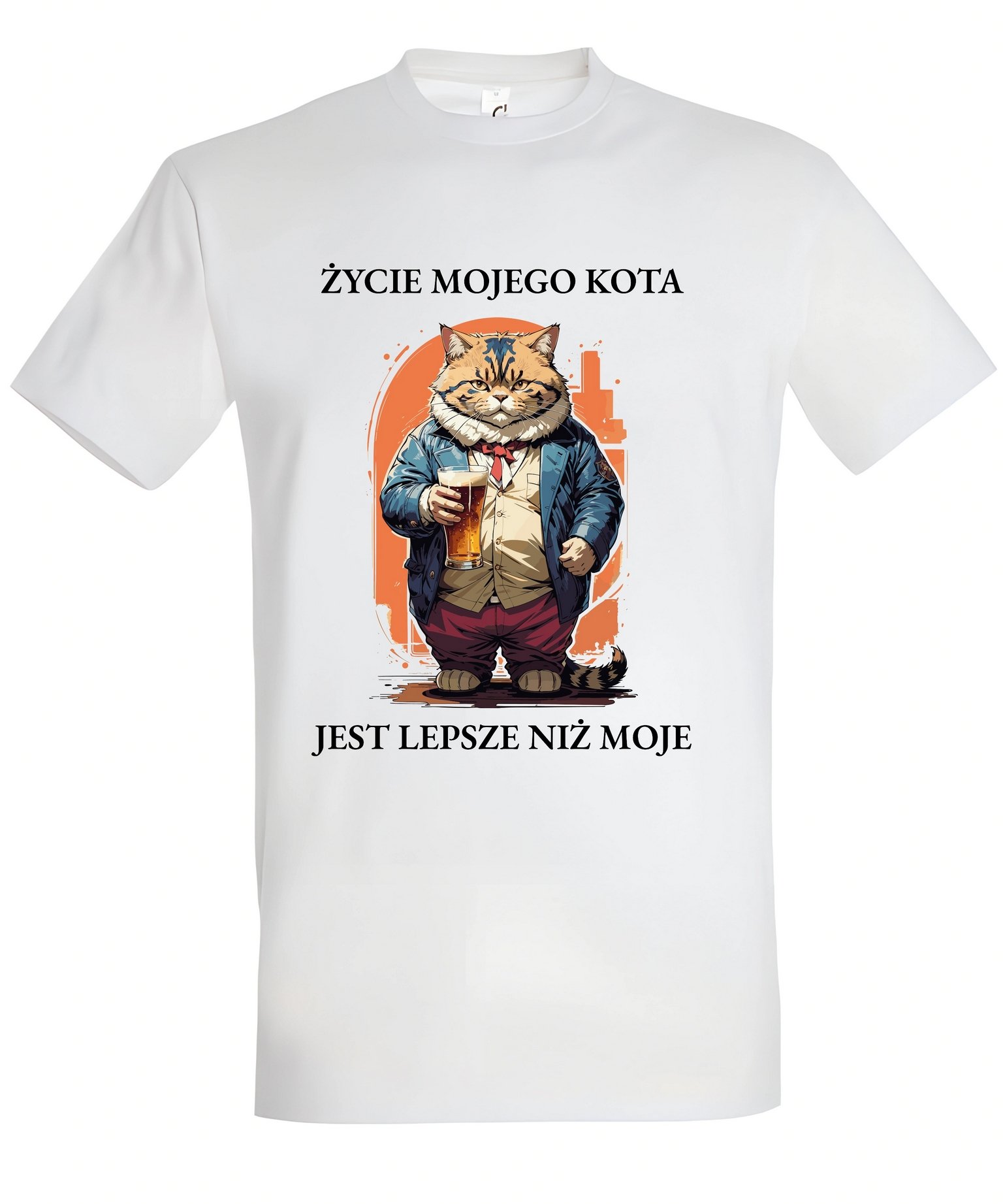 Klasyczna koszulka z kotem Życie mojego kota jest lepsze niż moje