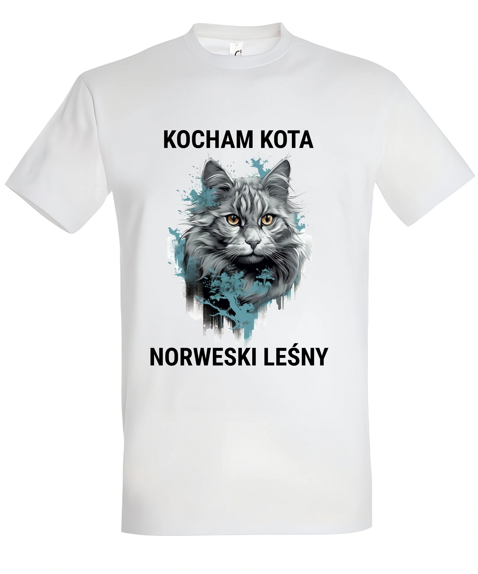 Klasyczna koszulka z kotem Kocham kota Kot norweski leśny