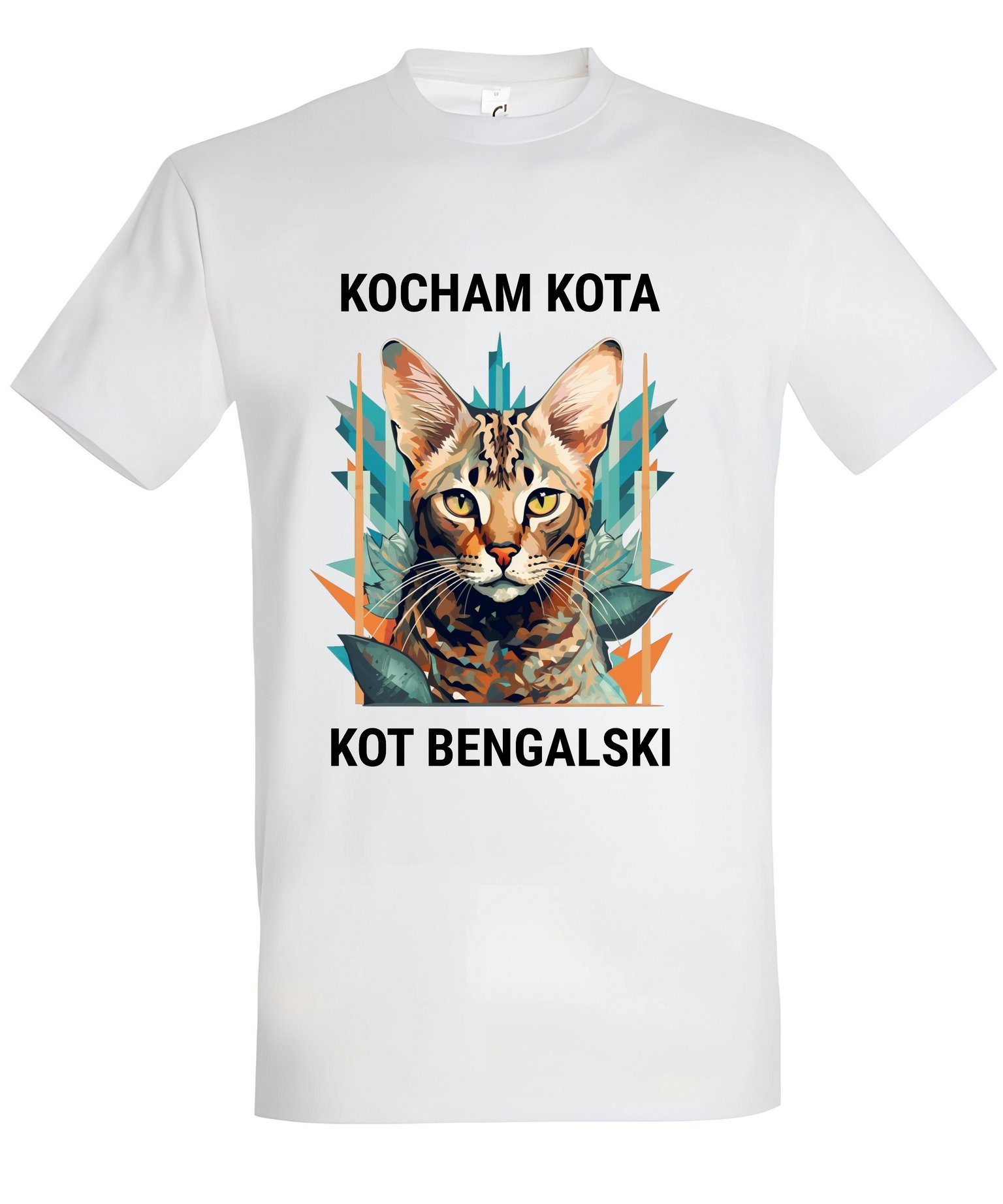 Klasyczna koszulka z kotem Kocham kota Kot bengalski