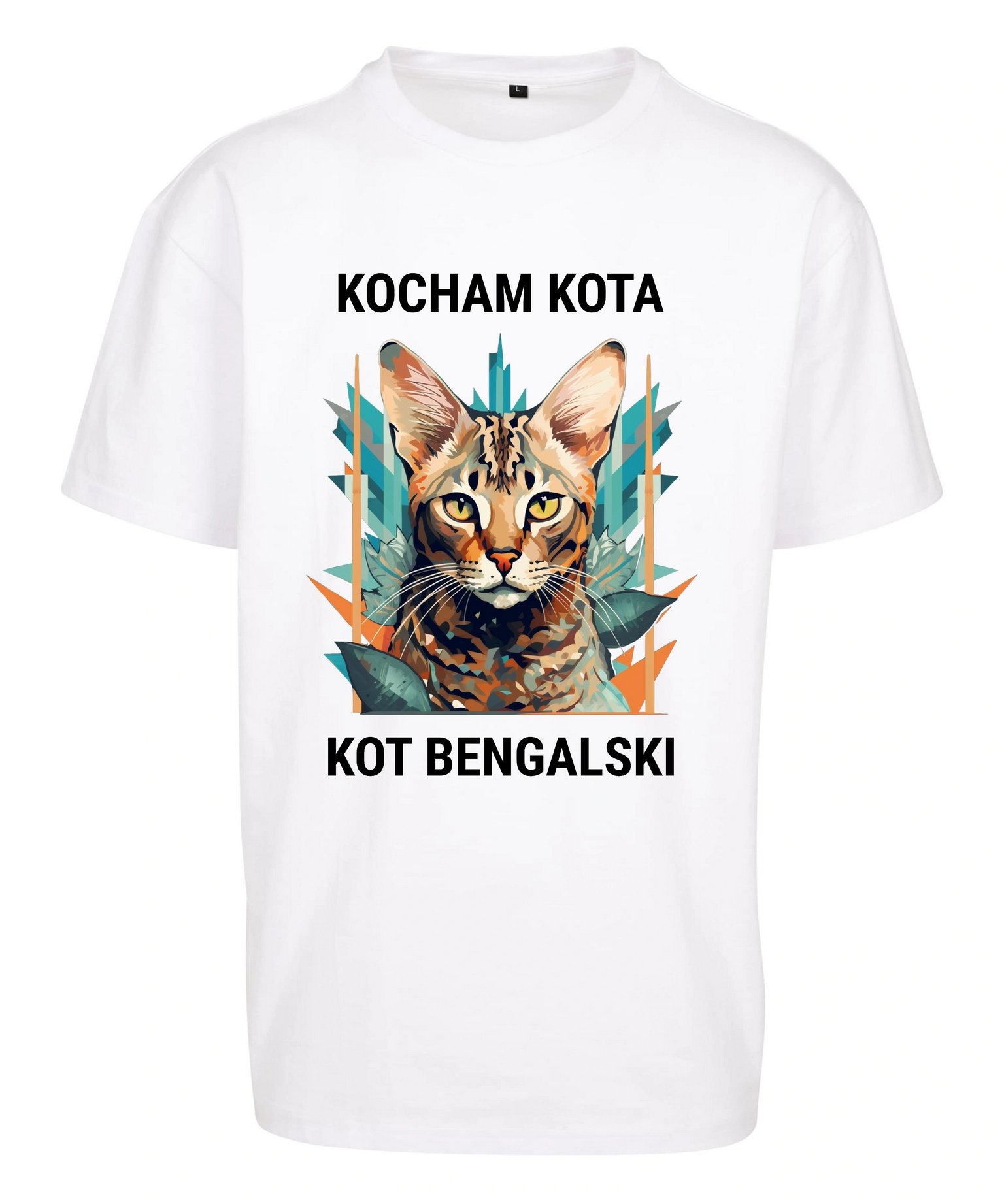 Oversize koszulka z kotem Kocham kota Kot bengalski